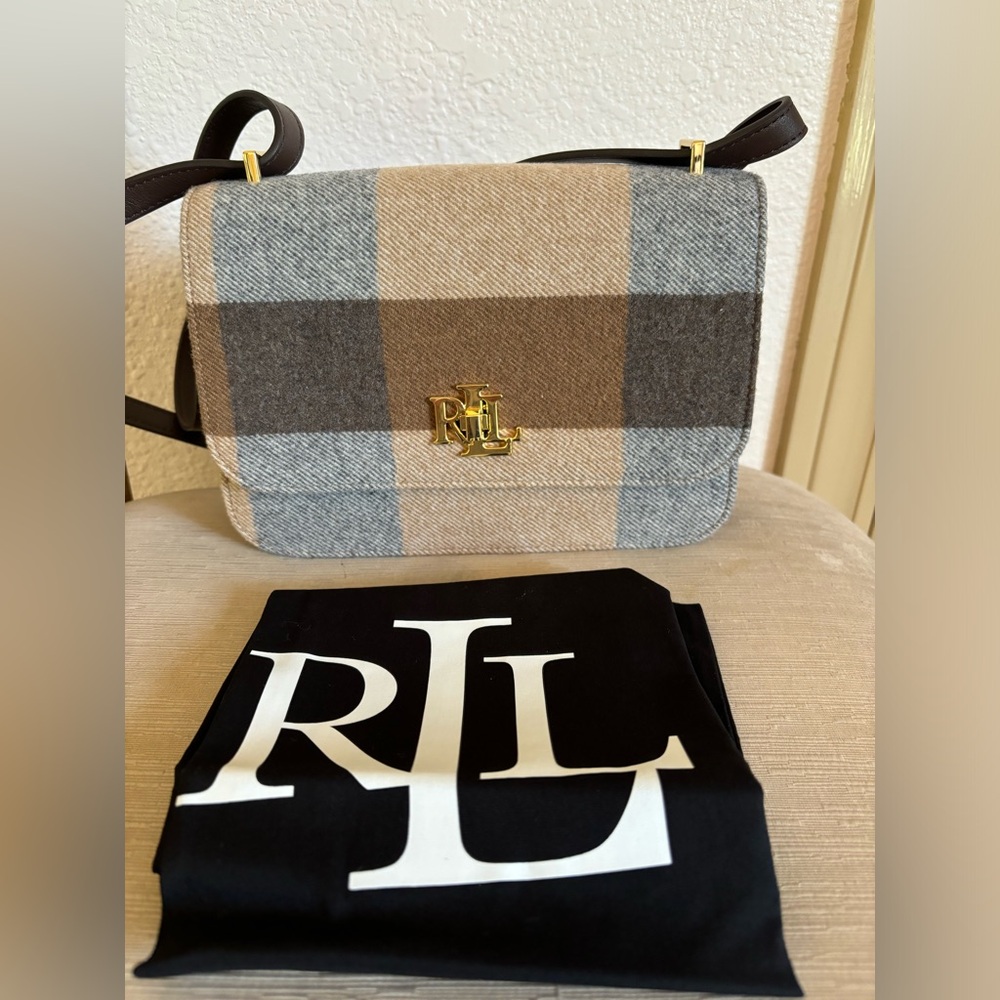 NWT LAUREN RALPH LAUREN
Plaid Wool Twill Sophee Bag